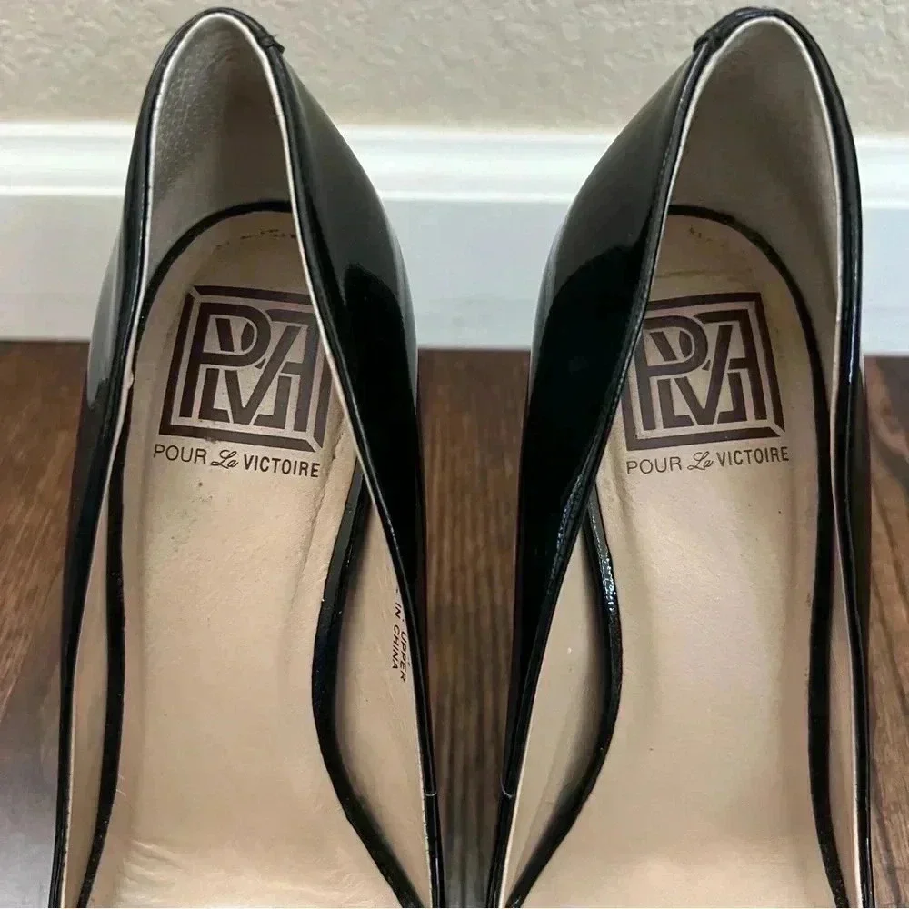 Pour La Victoire Black Irina Patent Leather Platform Pumps Heels Wm Size 7 $250